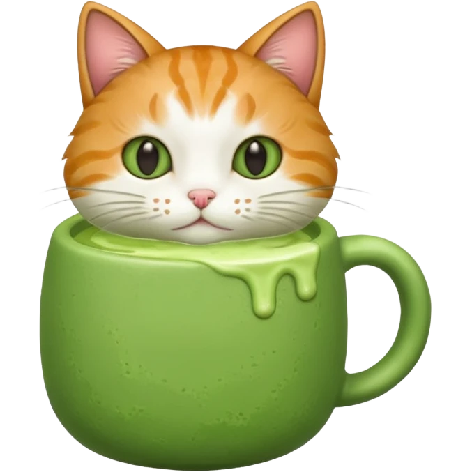 Cat drinks matcha emoji