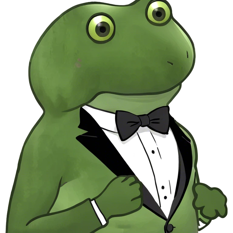 handsome bufo wearing a tuxedo  emoji