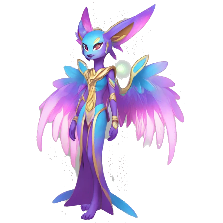 Anthro Sona Colorful Godly Celestial Shiny Fakemon Full Body emoji
