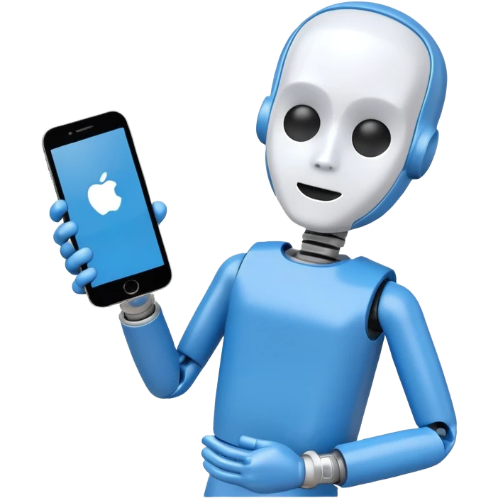 blue crash test dummy with phone emoji
