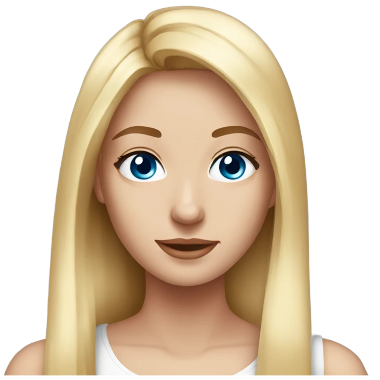 beautiful woman, long straight blonde hair, blue eyes, white tank top emoji