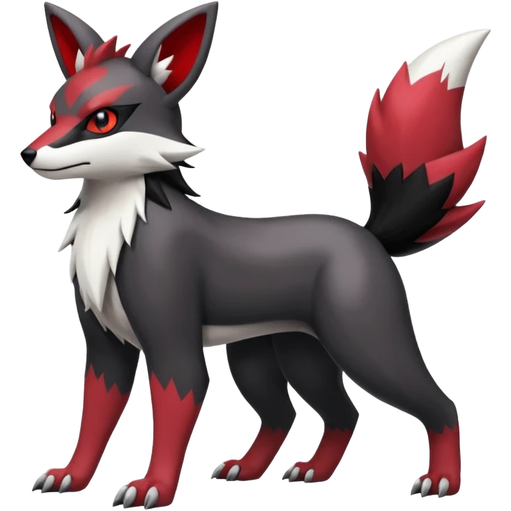 White, black and red Obstagoon-Umbreon-Zangoose-fusion (full body) emoji