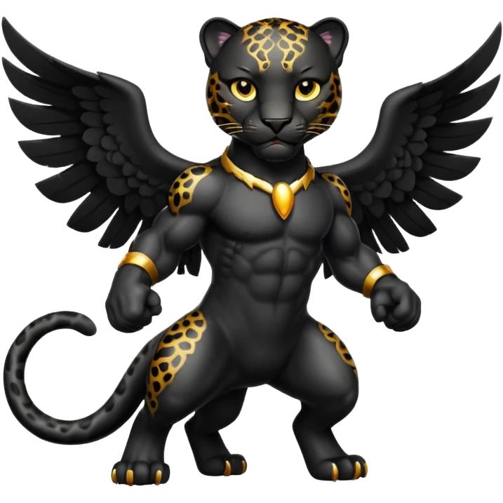 winged black leopard roaring emoji