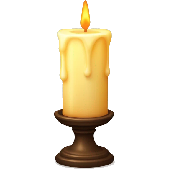  A softly glowing pillar candle with melted wax emoji