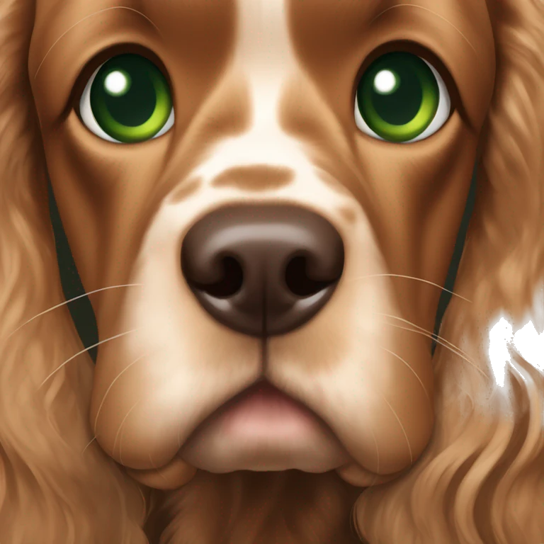 English cocker spaniel girl with green eyes emoji