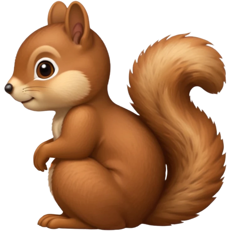 a single squirrel in Apple emoji style, dreamy thoughtful expression, hand under chin, eyes looking up, deep in thought emoji