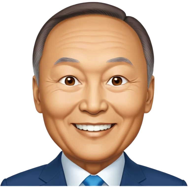 Former President Nursultan Nazarbayev with brown skin smiles nervously emoji