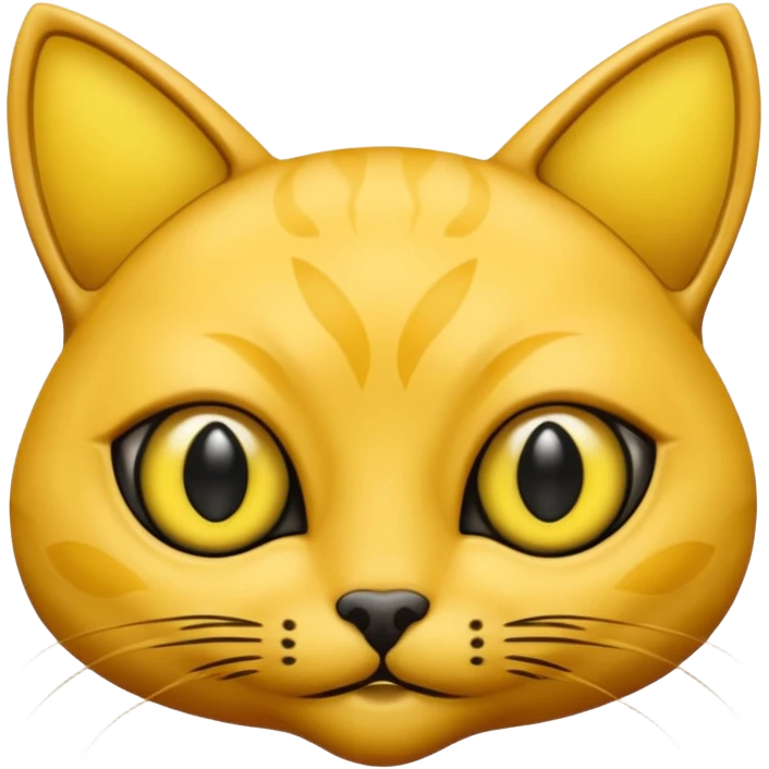 furless dark yellow alien cat face with alen eyes emoji