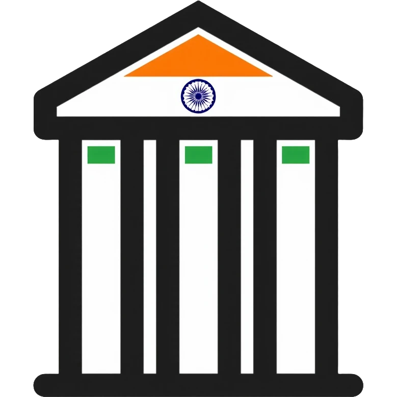 business building with Indian flag, representing nationalization of private business in India emoji