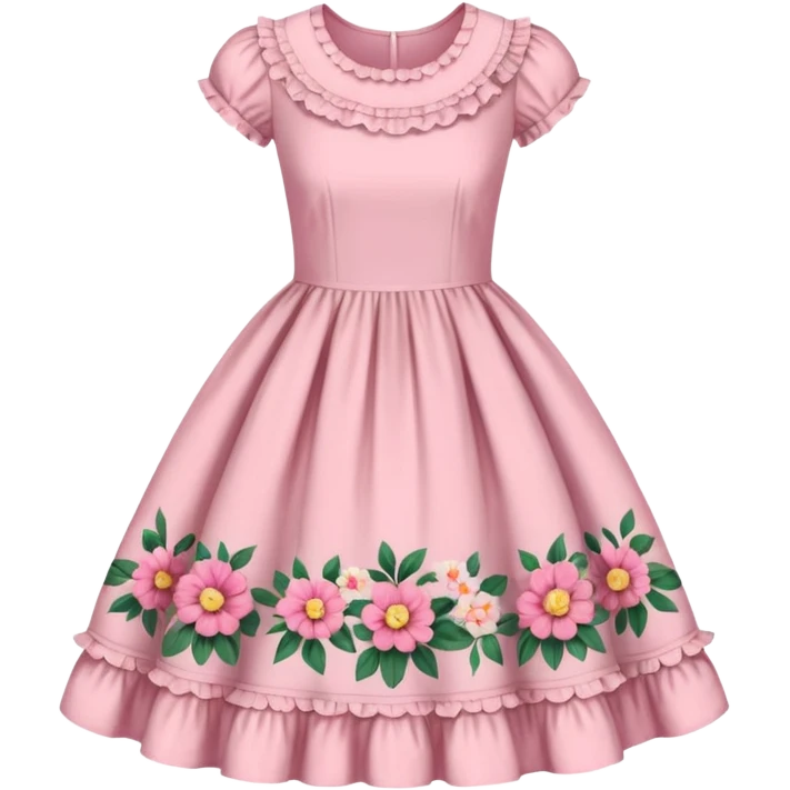 Cottagecore style ultra cute vintage material pink dress emoji
