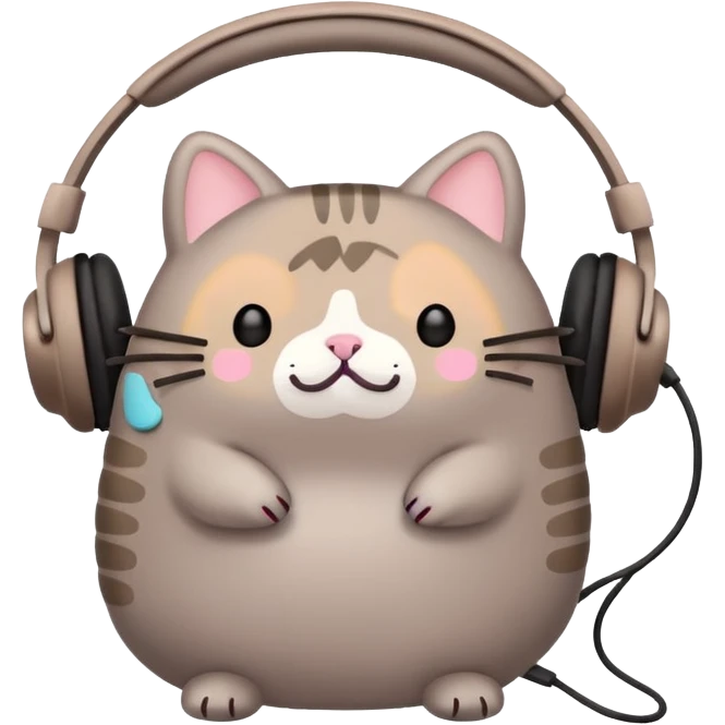 Pusheen with earphones  emoji