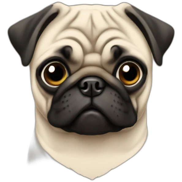 pug wearing a t-shirt emoji