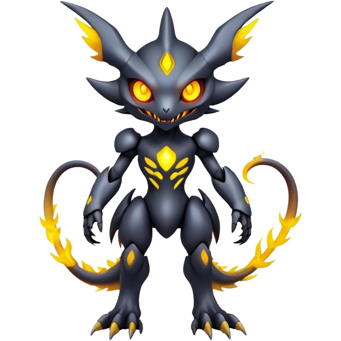 futuristic dark shadowy evil neon-glowing warm-colored Fakémon-Digimon-hybrid-creature (full body) emoji