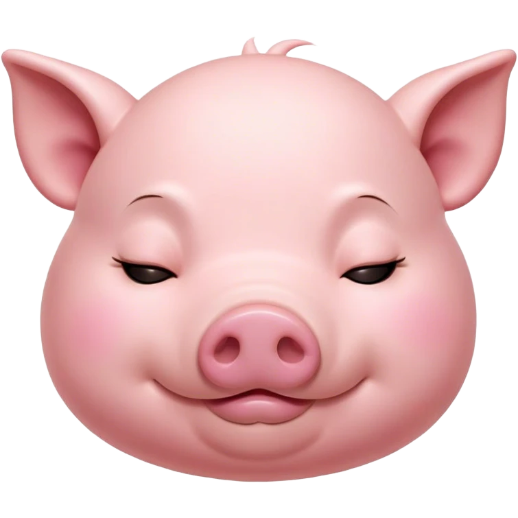 Meme-Worthy Cute Sleeping Pig Portrait Emoji, Head resting peacefully with a contented smile, showcasing a delightfully stout build and a luxuriously soft rosy-pink hide, eyes shut in a serene, restful nap, Simplified yet hilariously adorable features, highly detailed, glowing with a soft, drowsy light, high shine, relaxed and utterly lovable, stylized with an air of playful laziness, bright and heartwarming, soft glowing outline, capturing the essence of a comically sleepy pig, so meme-worthy it feels like it could instantly become the next viral sensation of adorable slumber! emoji