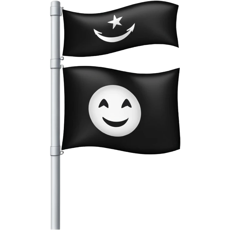 black flag emoji on a pole with white Islamic declaration of faith shahada text clearly visible in the center, clean and respectful emoji style emoji