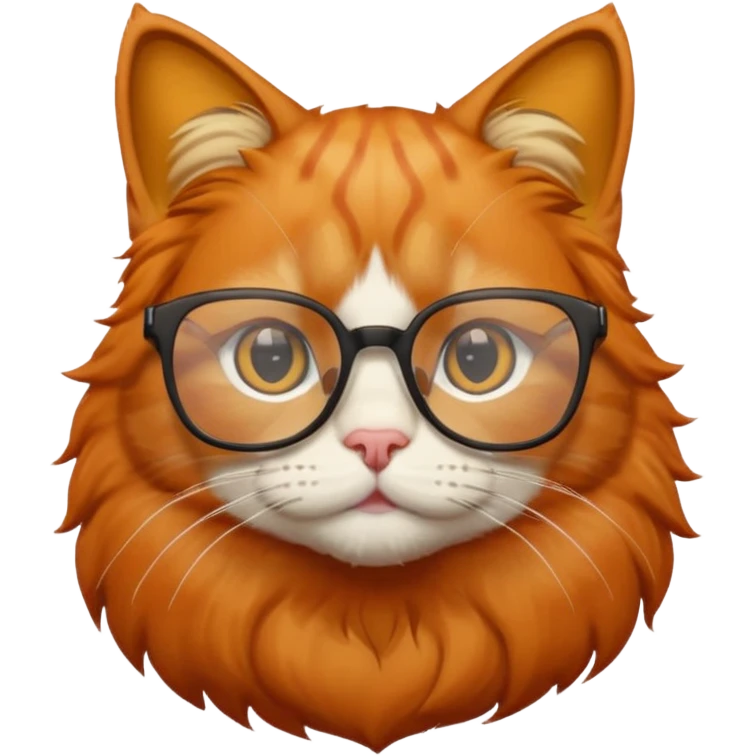 Orange cat wearing nerdy square glasses. emoji