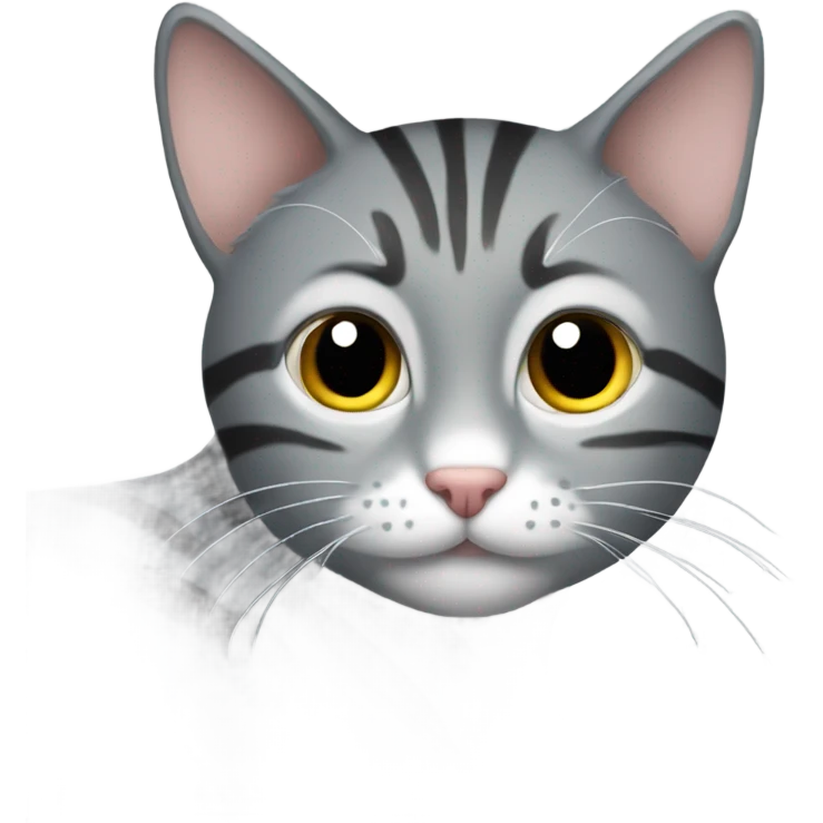 Grey cat with stripped tail emoji