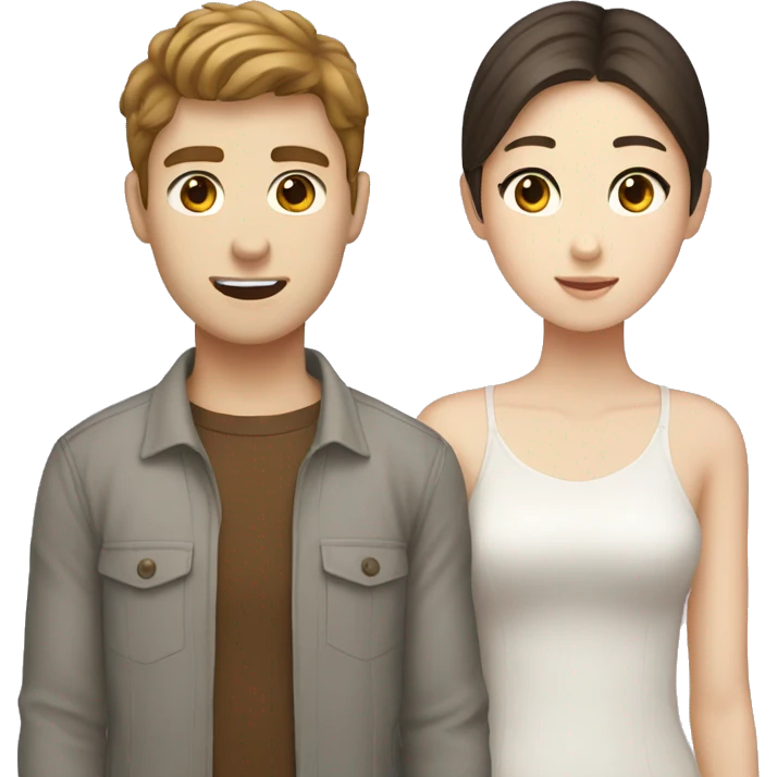 couple that is south korean girl and brown haired white guy emoji