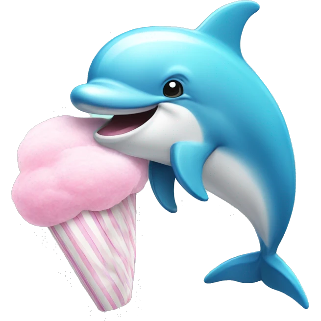 A dolphin eating cotton candy emoji
