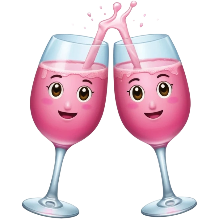 Dos Champagne rosa cruzadas de la parte donde se sostiene con la mano, formando una x, con un listón de moño color rosa claro  emoji