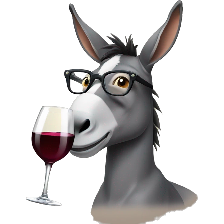a donkey with glasses drinking wine emoji