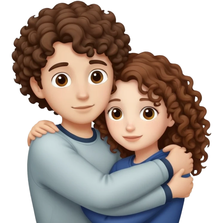 curly hair boy hugging girl emoji