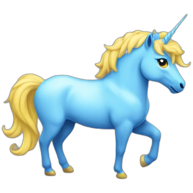 Blue and yellow unicorn emoji