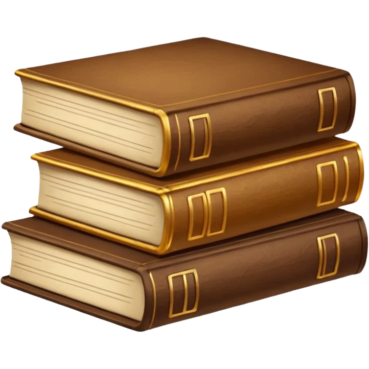 стопка книг коричневых оттенков с золотыми элементами. лежат друг на друге все закрытые. 3 штуки. 

 emoji
