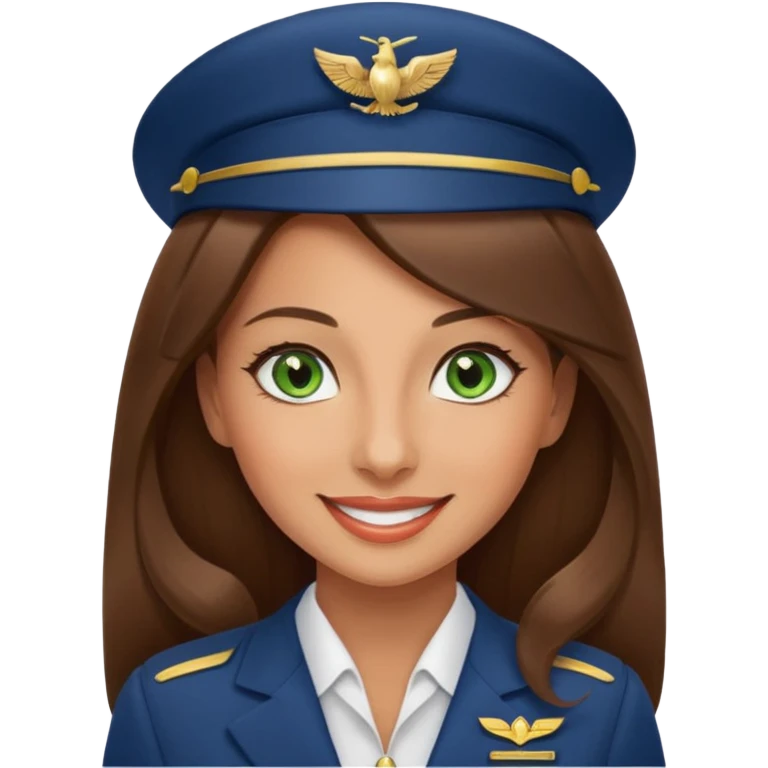 Stewardess Emirates with loung hair Green eyes emoji