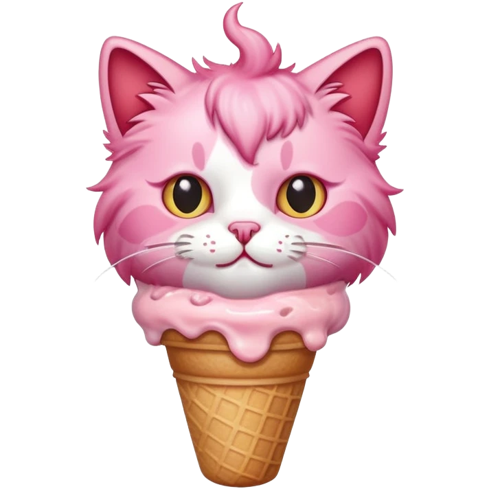 a pink cat having strawberry icecream emoji
