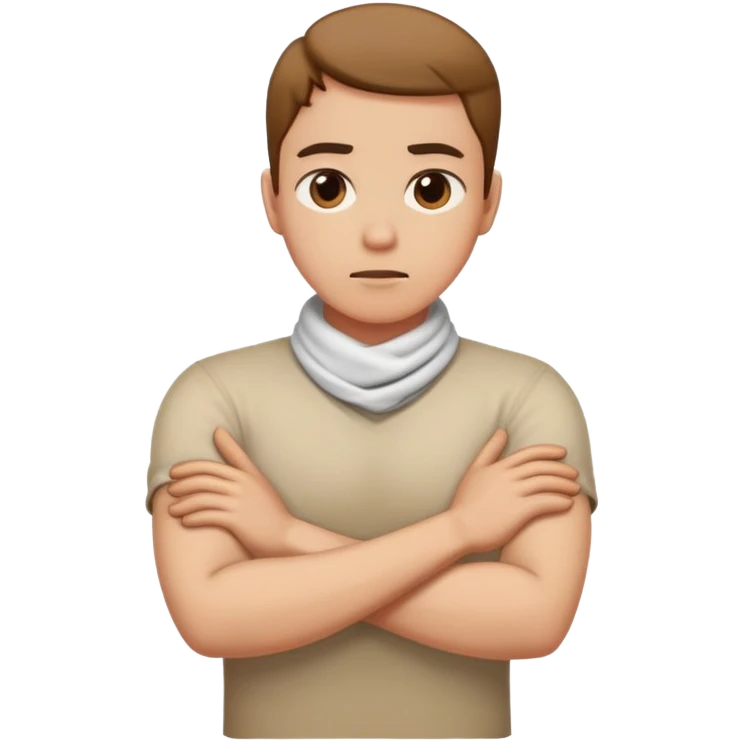 Person with arms cross grabbing neck emoji