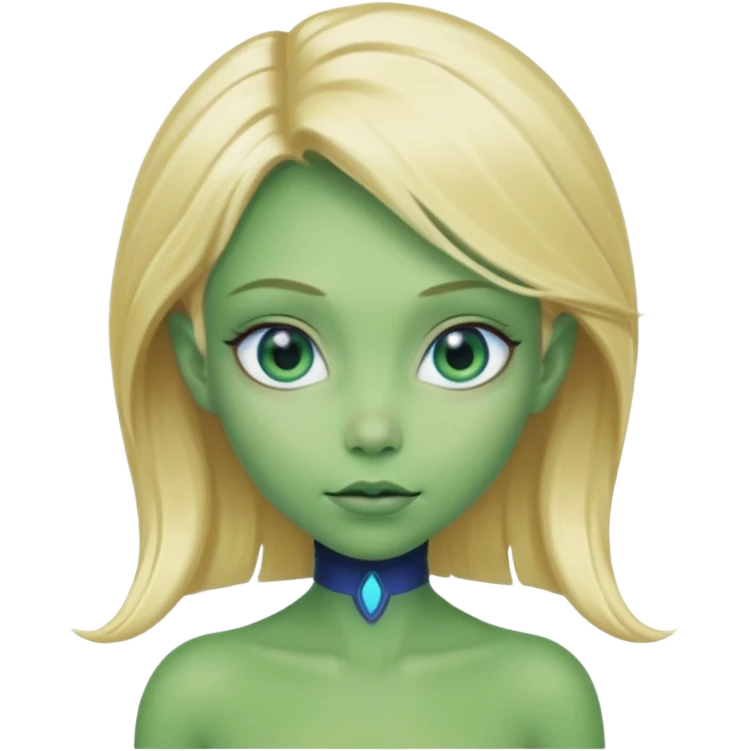 Pretty Alien Girl Blonde Hair Green Skin Blue Eyes emoji