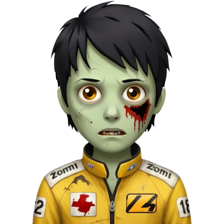 zombie formula racer black hair emoji