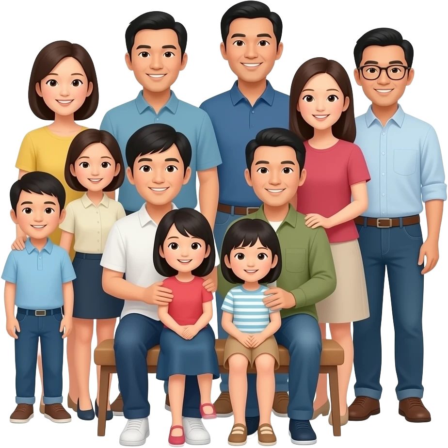Large asian family emoji