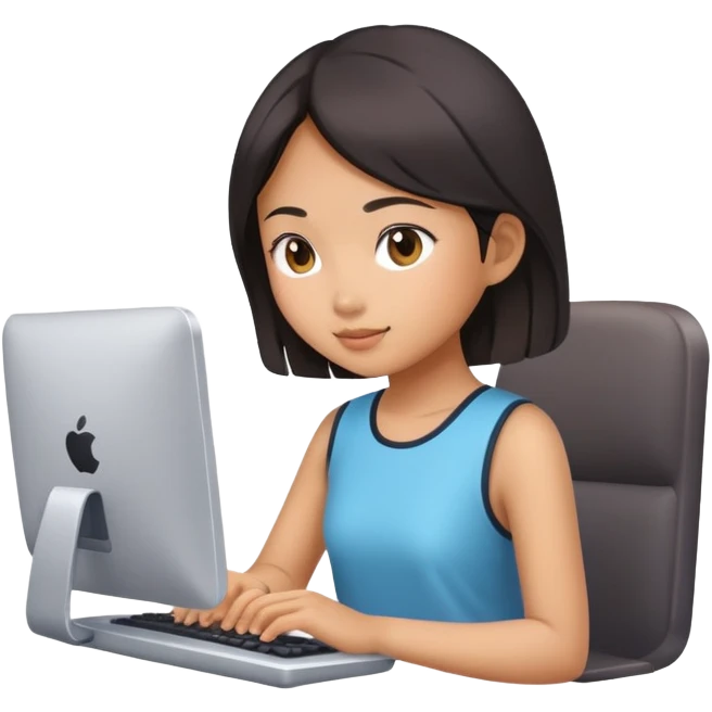 asian girl typing on computer emoji