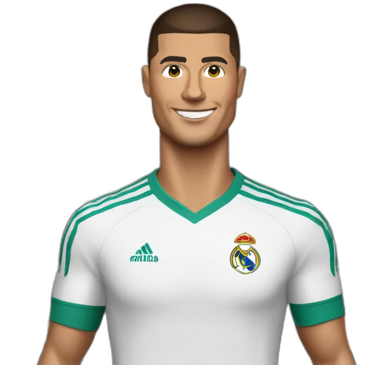 Ronaldo with real madrid shirt making pizza emoji