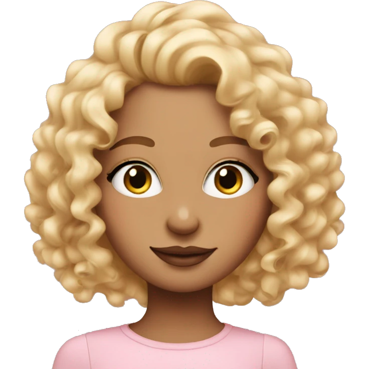 Blonde girl with round eyeliner and pink strands in her curly hair emoji