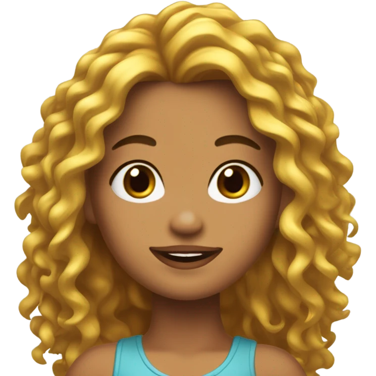 chica blanca con pelo largo rizado emoji