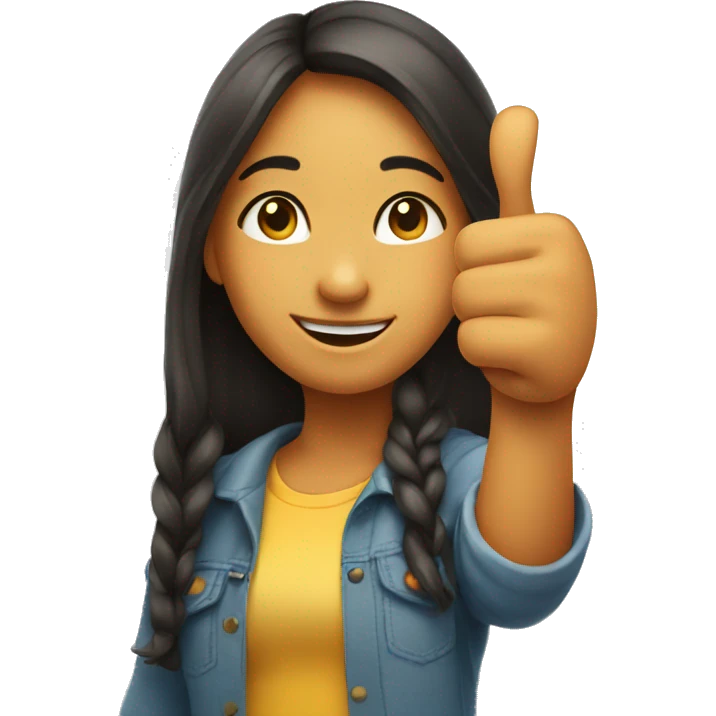 Happy girl with her thumb up emoji