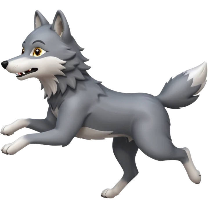 Wolf run cartoon emoji