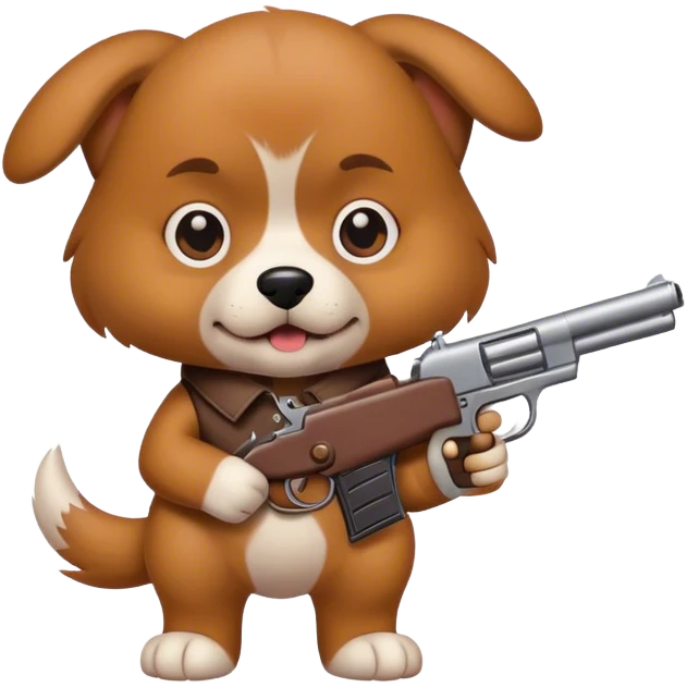 Dog holding a gun emoji