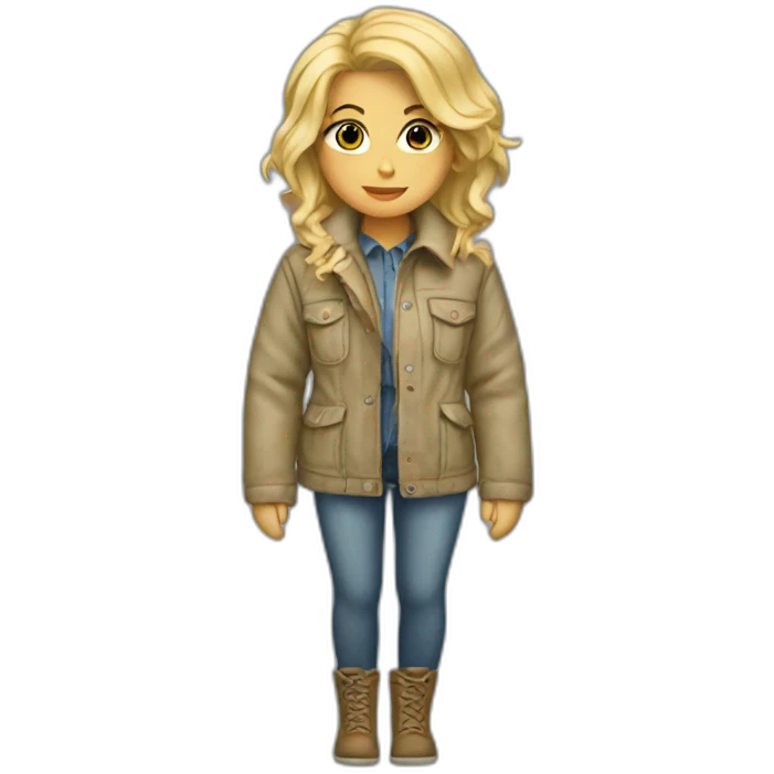 Blonde girl jacket tied around waist emoji