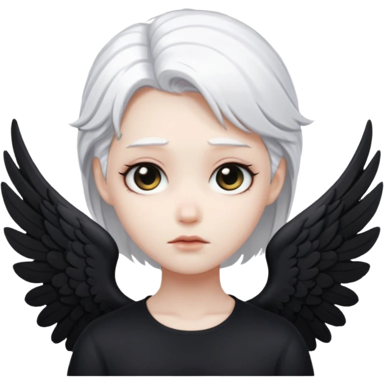 Fallen Angel, white hair, black wings emoji