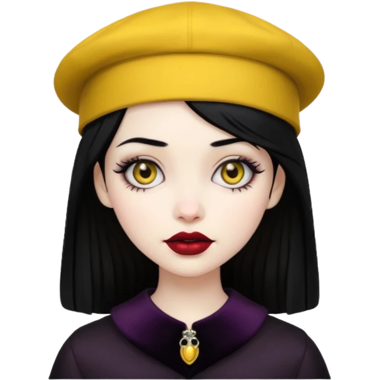 black gothic girl yellow hat emoji