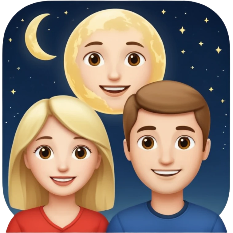couple talking with moon in the background emoji