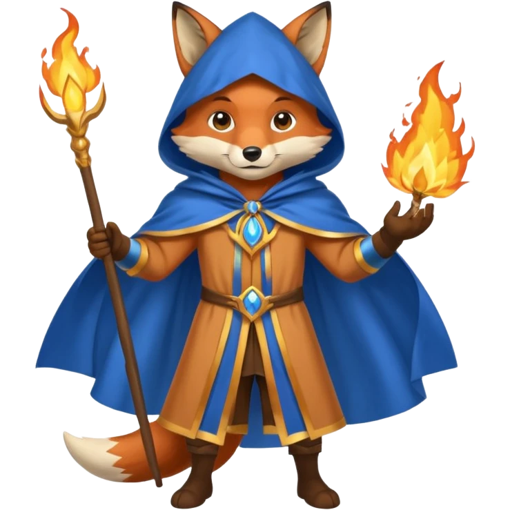 full body fox fire wizard blue cape emoji