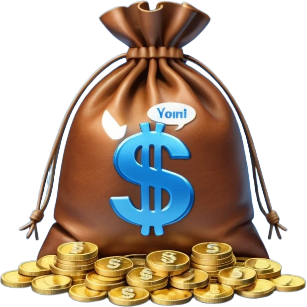 money bag on top of blue coins stack emoji
