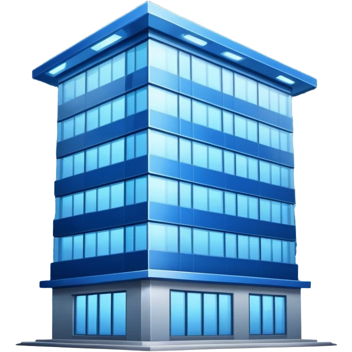 building in the night with blue sign on the roof emoji