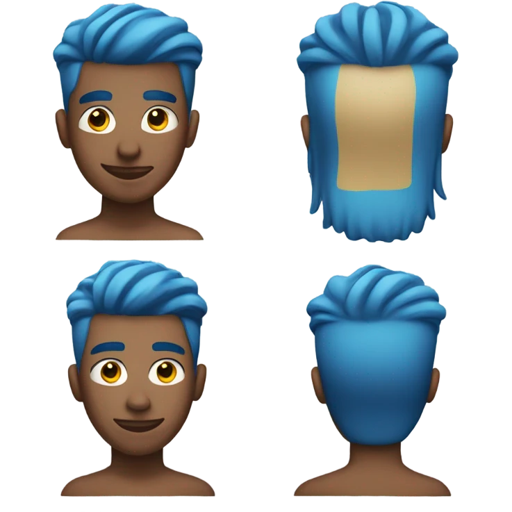 Guy with blue hair with low taper fade emoji