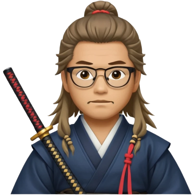 Long Haired Samurai with Glasses, Samurai with long hair tied back and glasses


 emoji